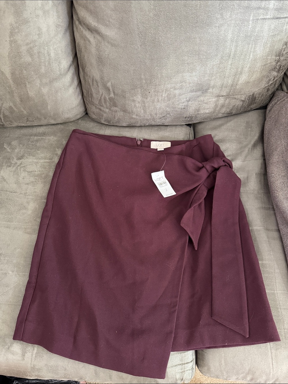 LOFT Wine Wrap Mini Skirt with Side Tie